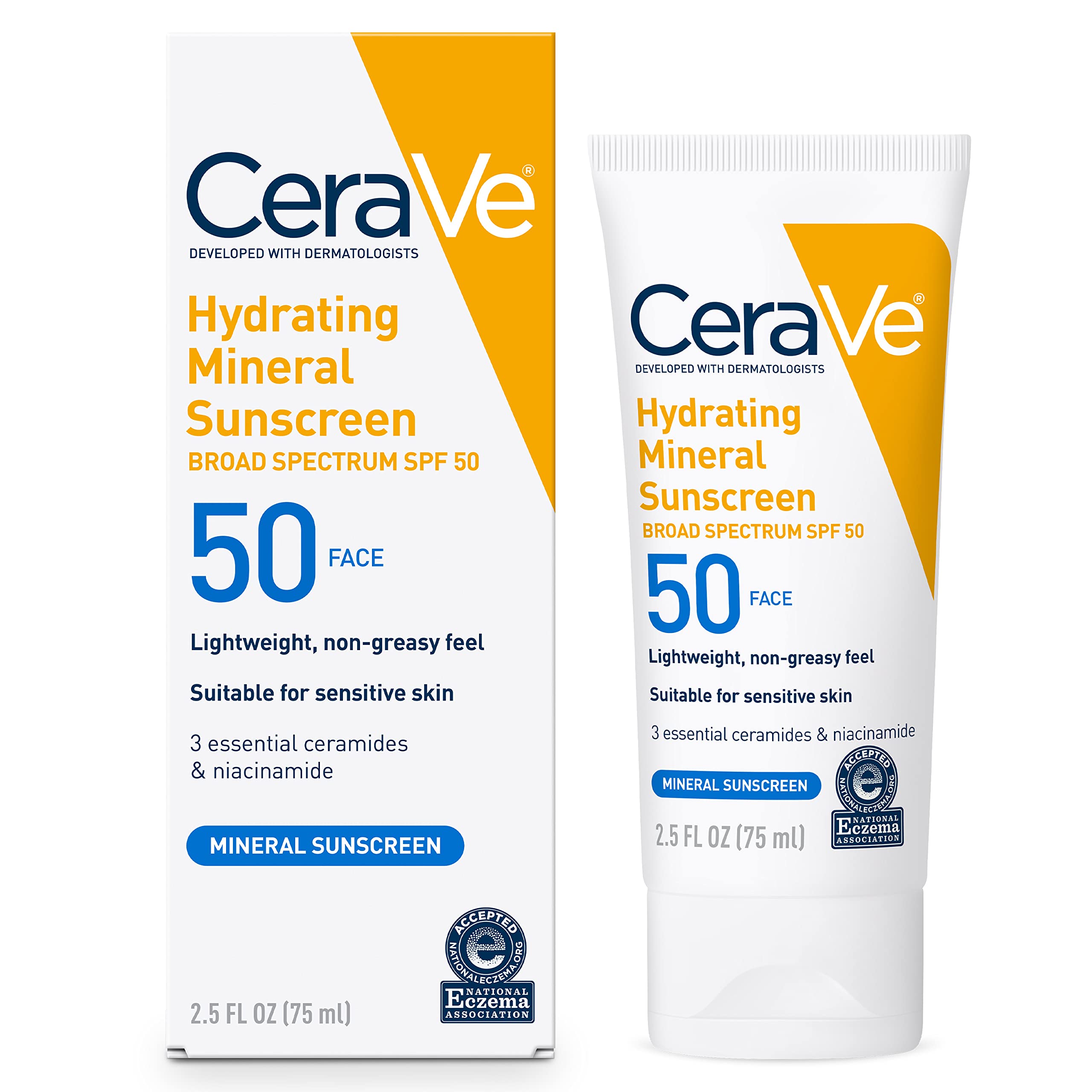 خرید کرم ضد آفتاب مینرال سراوی CeraVe مدل آبرسان Hydrating حجم ۷۵ میل | SPF 50